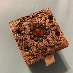 90’s Vintage Satin Jewelry Box w Gems